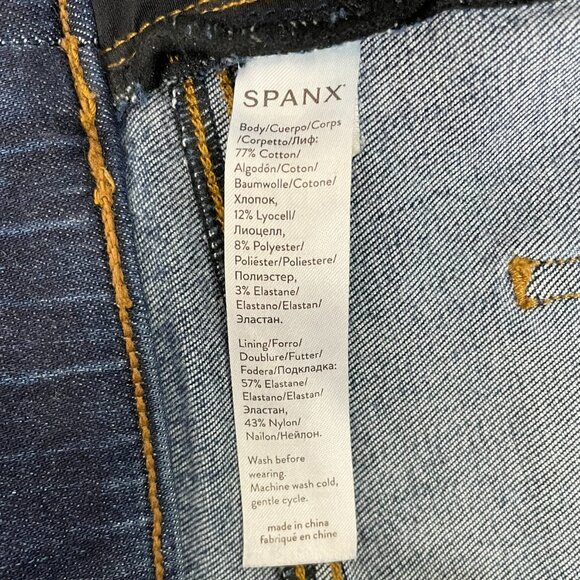 Spanx Distressed Ankle Skinny Jeans Raw Hem Stretchy Denim Shaping Size M - Picture 10 of 10